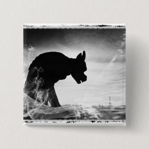 GARGOYLE NOTRE DAME PARIS FRANKRIJK VIERKANTE BUTTON 5,1 CM