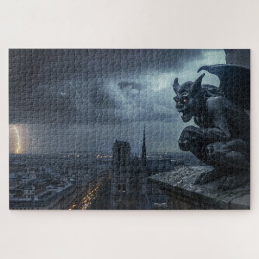 Gargoyle op een stormachtige nacht legpuzzel (Horizontaal)