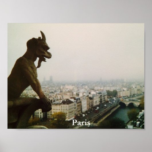 Gargoyle over de stad, Poster Parijs (Voorkant)