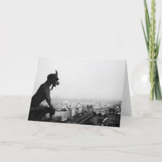Gargoyle Over The City, Paris (Blank)Greeting Card Kaart
