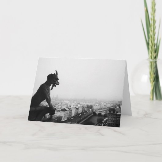 Gargoyle Over The City, Paris (Blank)Greeting Card Kaart (Voorkant)