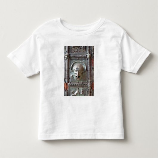 Gargoyle-paneel van de linkerdeur van het portaal, kinder shirts (Voorkant)