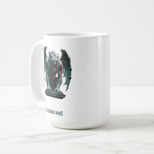 Gargoyle Statue - Aangepaste tekst & gesneden Viny Koffiemok (Voorkant links)