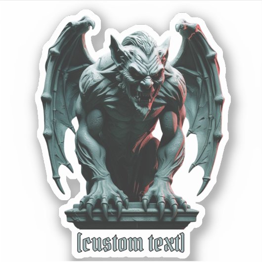Gargoyle Statue - Aangepaste tekst & gesneden Viny Sticker (Voorkant)
