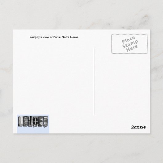 Gargoyle uitzicht Parijs, Notre Dame Briefkaart (Achterkant)