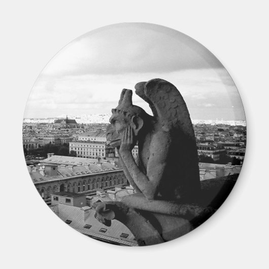 Gargoyle van Notre Dame  Print Round Magnet (Voorkant)