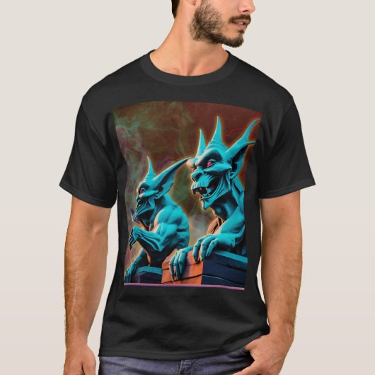 Gargoyles met Pigeon Friend T-shirt (Voorkant)