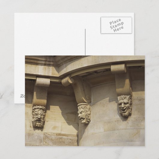 Gargoyles op de Pont Neuf-brug in Parijs, Frankrij Briefkaart (Voorkant / Achterkant)