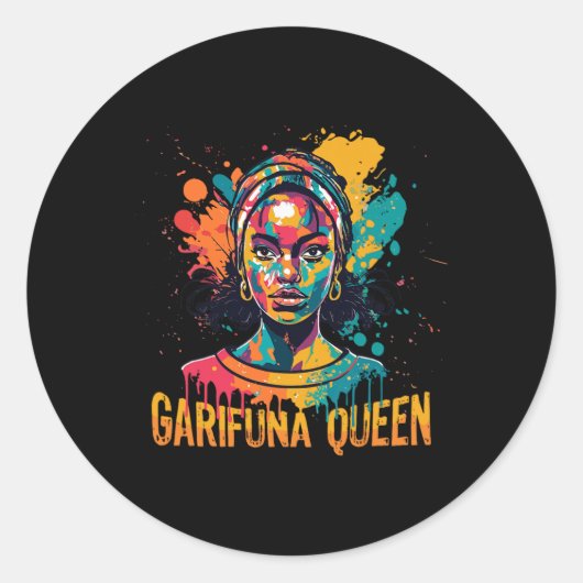 Garifuna Queen Design For Honduras Caribbean Afro Ronde Sticker (Voorkant)