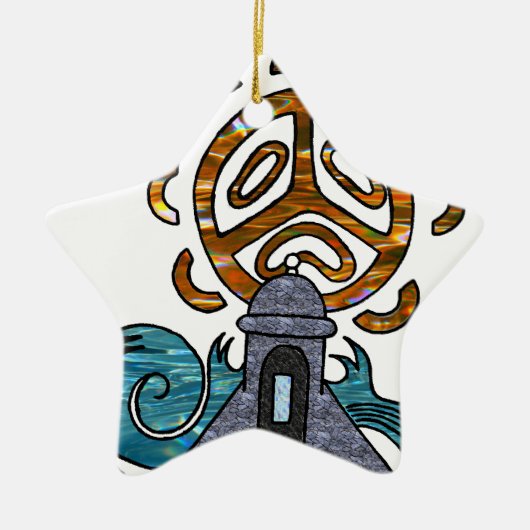 garita del diablo y Sol Taino Keramisch Ornament (Voorkant)