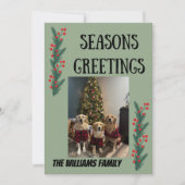 Garland and Berries Happy Holidays Card Feestdagenkaart (Voorkant)
