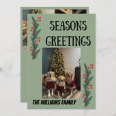 Garland and Berries Happy Holidays Card Feestdagenkaart (Voorkant / Achterkant)