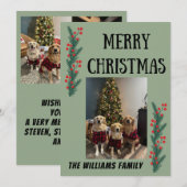 Garland and Berries Merry Christmas Card Feestdagenkaart (Voorkant / Achterkant)