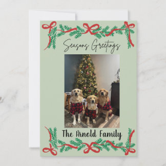 Garland and Bows Seasons Greetings Card Kaart