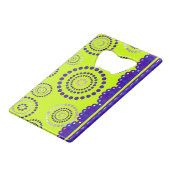 Garland ARTdeco violet blauw + uw achtergrondkleur Creditkaart Flessenopener (Achterkant Gekanteld)