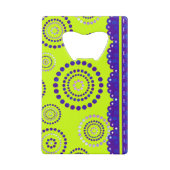 Garland ARTdeco violet blauw + uw achtergrondkleur Creditkaart Flessenopener (Achterkant)