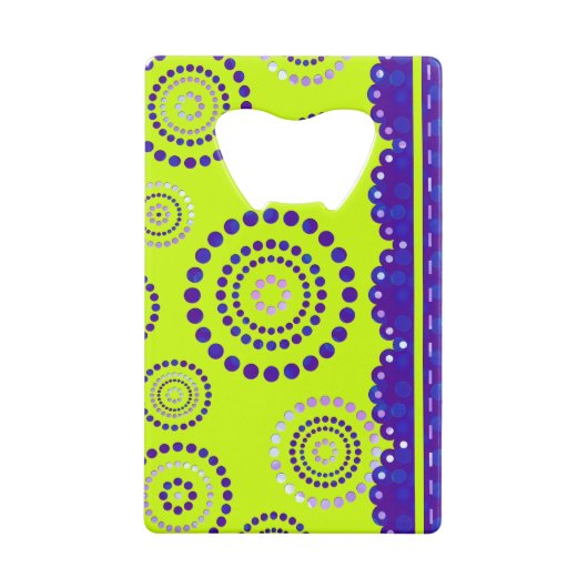 Garland ARTdeco violet blauw + uw achtergrondkleur Creditkaart Flessenopener (Achterkant)