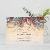 Garland & Berries Rustische Kerstfeest Partij Kaart (Staand voorkant)