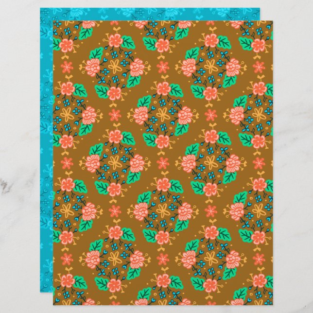 Garland Brown Scrapbook Papier (Voorkant / Achterkant)