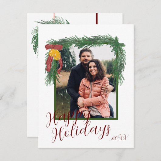 Garland en Bells Vakantie Kerst Kaart (Voorkant / Achterkant)