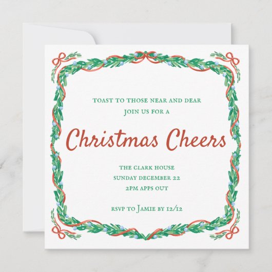 Garland en Bows Kerstfeest Kaart (Voorkant)