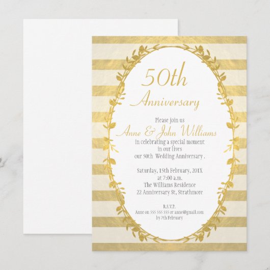 Garland Faux Gold 50e Jubileum Kaart (Voorkant / Achterkant)