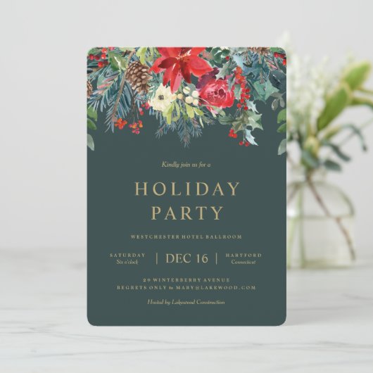 Garland Holiday Wreatparty Invitation Kaart (Staand voorkant)