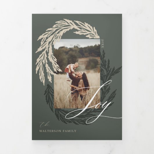 Garland krans Monogram Fotogalerij Kerst Drieluik Wenskaart (Cover)