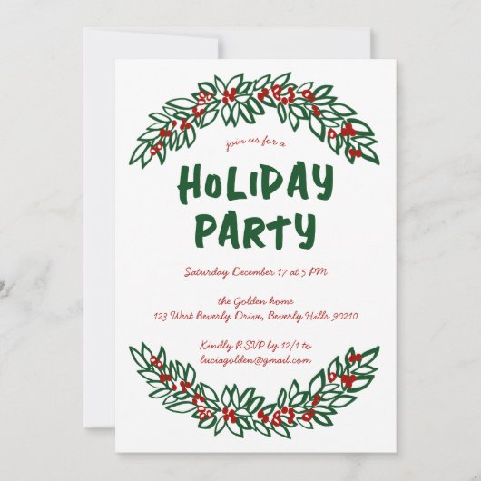 Garland Krans Vakantie Kerstfeest CUSTOM Kaart (Voorkant)