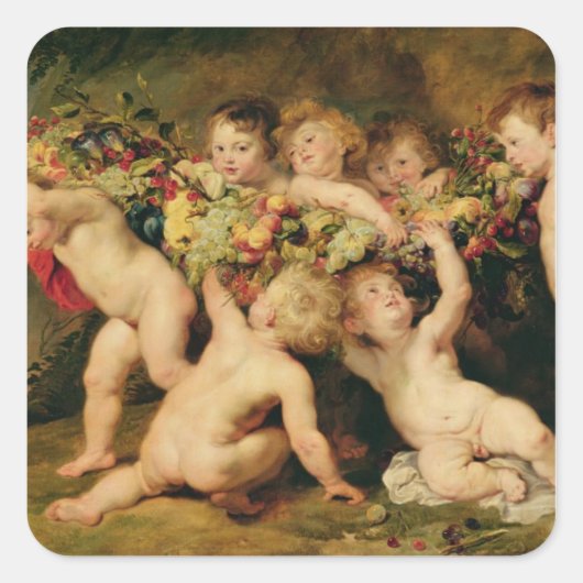 Garland of Fruit, c.1615-17 Vierkante Sticker (Voorkant)