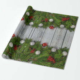 Garland op kerstpapier met barnenhout cadeaupapier