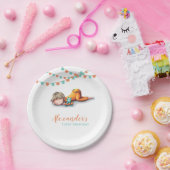 Garland Sleeping Boy Illustratie Eerste Verjaardag Papieren Bordje (Feest)