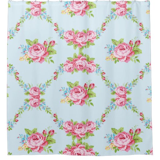 garland van scheerschijfjes, blauw, Victoriaans, m Douchegordijn (Voorkant)