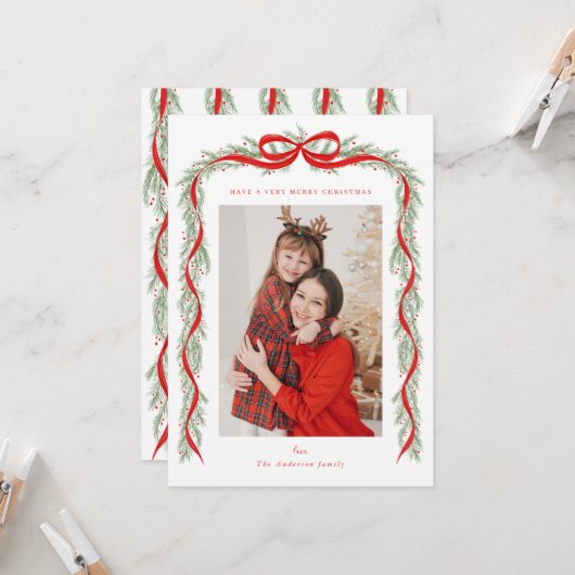 Garland with a bow kaart (Voorkant / Achterkant in situ)