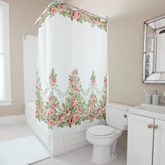 Garlands van Elegant Blauw Victoriaans Rozen Douchegordijn (In situ)