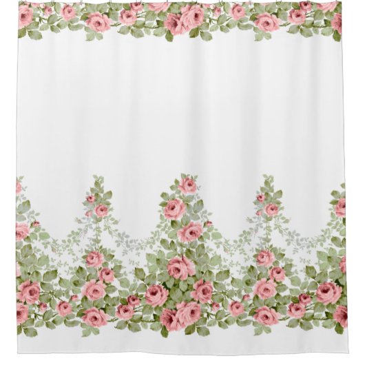 Garlands van Elegant Blauw Victoriaans Rozen Douchegordijn (Voorkant)