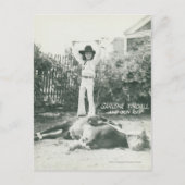 Garlene Tindall staat op een truc paard. Briefkaart (Voorkant)