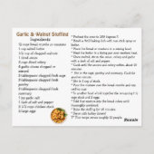 Garlic and Walnut Stuffing Recipe Card Briefkaart (Achterkant)