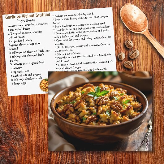 Garlic and Walnut Stuffing Recipe Card Briefkaart