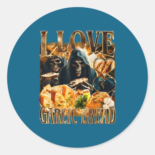 Garlic Bread Food Lover Funny Skeleton Meme Humor  Ronde Sticker (Voorkant)