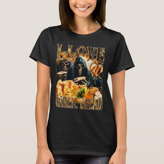Garlic Bread Food Lover Funny Skeleton Meme Humor  T-shirt (Voorkant)