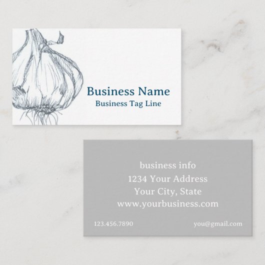 Garlic Bulb Ink Art Medicinal Herb Visitekaartje (Voorkant / Achterkant)
