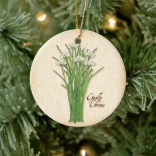 Garlic Chives Herb Keramisch Ornament