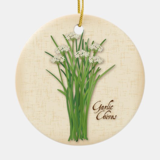 Garlic Chives Herb Keramisch Ornament (Voorkant)