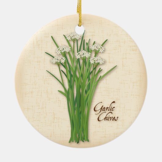 Garlic Chives Herb Keramisch Ornament (Achterkant)