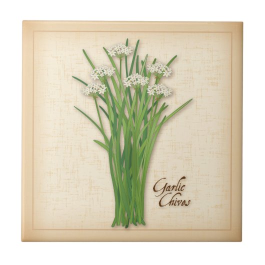 Garlic Chives Herb Tegeltje (Voorkant)