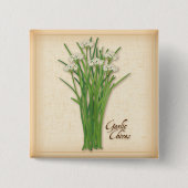 Garlic Chives Herb Vierkante Button 5,1 Cm (Voorkant)