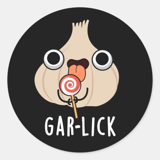 Garlick Funny Garlic Herb Pun Dark BG Ronde Sticker (Voorkant)
