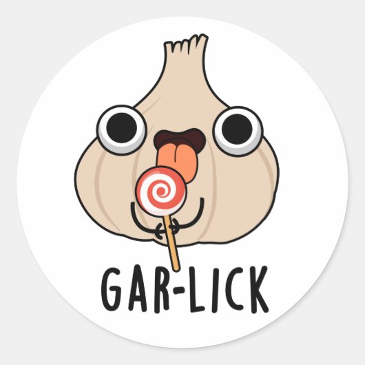 Garlick Funny Garlic Herb Pun Ronde Sticker (Voorkant)