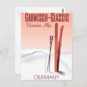 Garmisch Classic, Beierse Alps Ski poster Briefkaart (Voorkant / Achterkant)